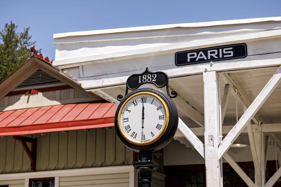 clock at train depot