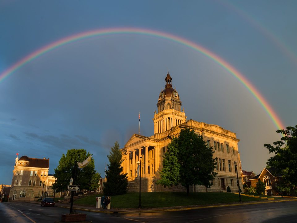 rainbow over court house