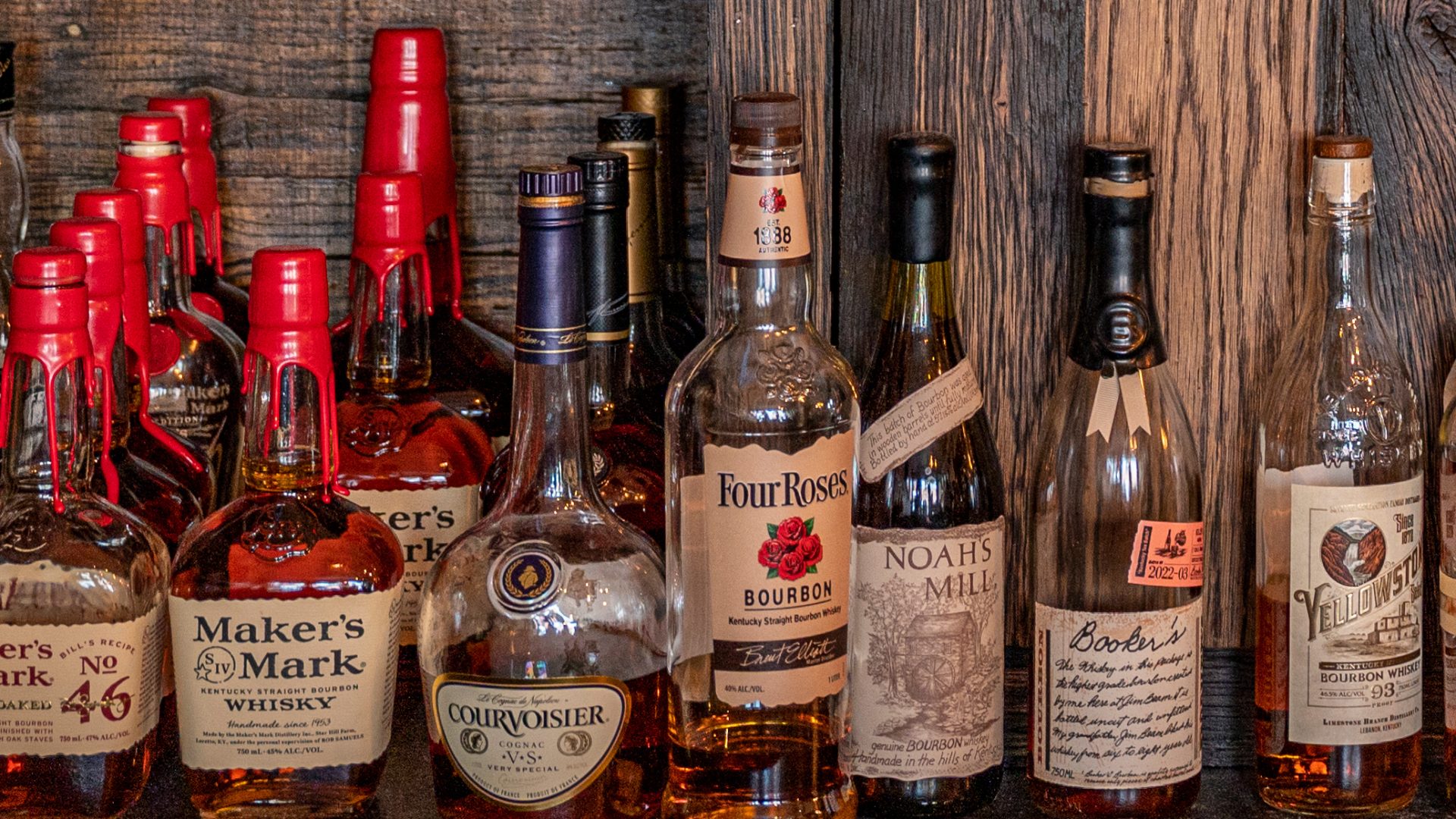 bourbon barrels on a shelf