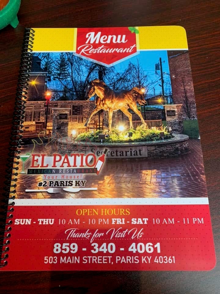 El Patio Menu cover